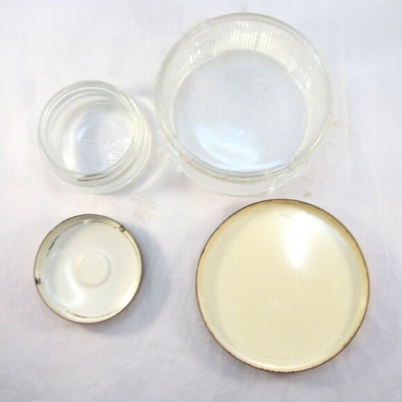 Vintage Ladies Vanity Glass Jar Containers with Embroidered Lids 2 Piece Lot - Picture 8 of 12